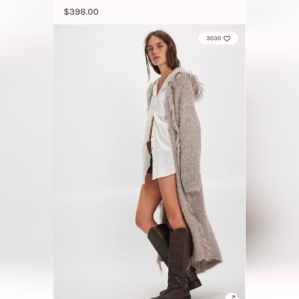 Free People One Marli Cardigan Hooded Sweater - Beige